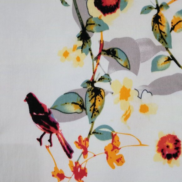 Peck & Peck Stein Mart Crop Ankle Pull On White Pants with Floral Bird Print 8P - Picture 2 of 8